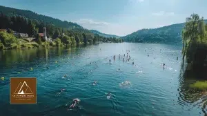 Teilnehmer bereiten sich auf die Triathlon de Gérardmer 2024 vor Les Atypiques Chalets.