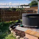 Espace spa extérieur avec bain nordique dans un chalet à Gérardmer, Vosges