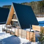 Chalet A-Frame Aslan avec bain nordique privatif hiver Gérardmer Vosges